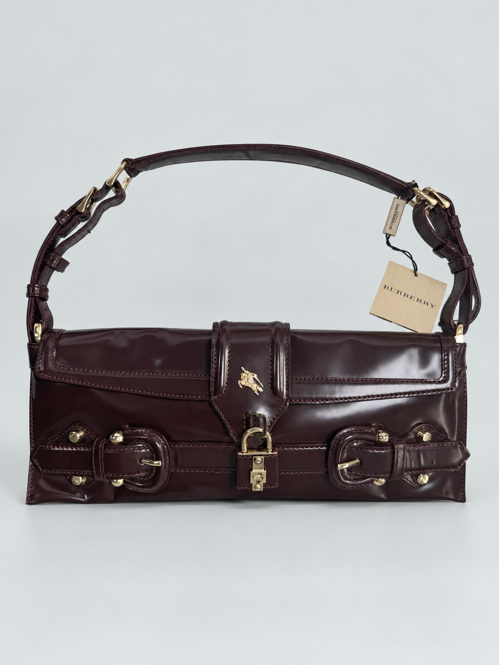 Burberry Prorsum Hobo Patent Shoulder Bag