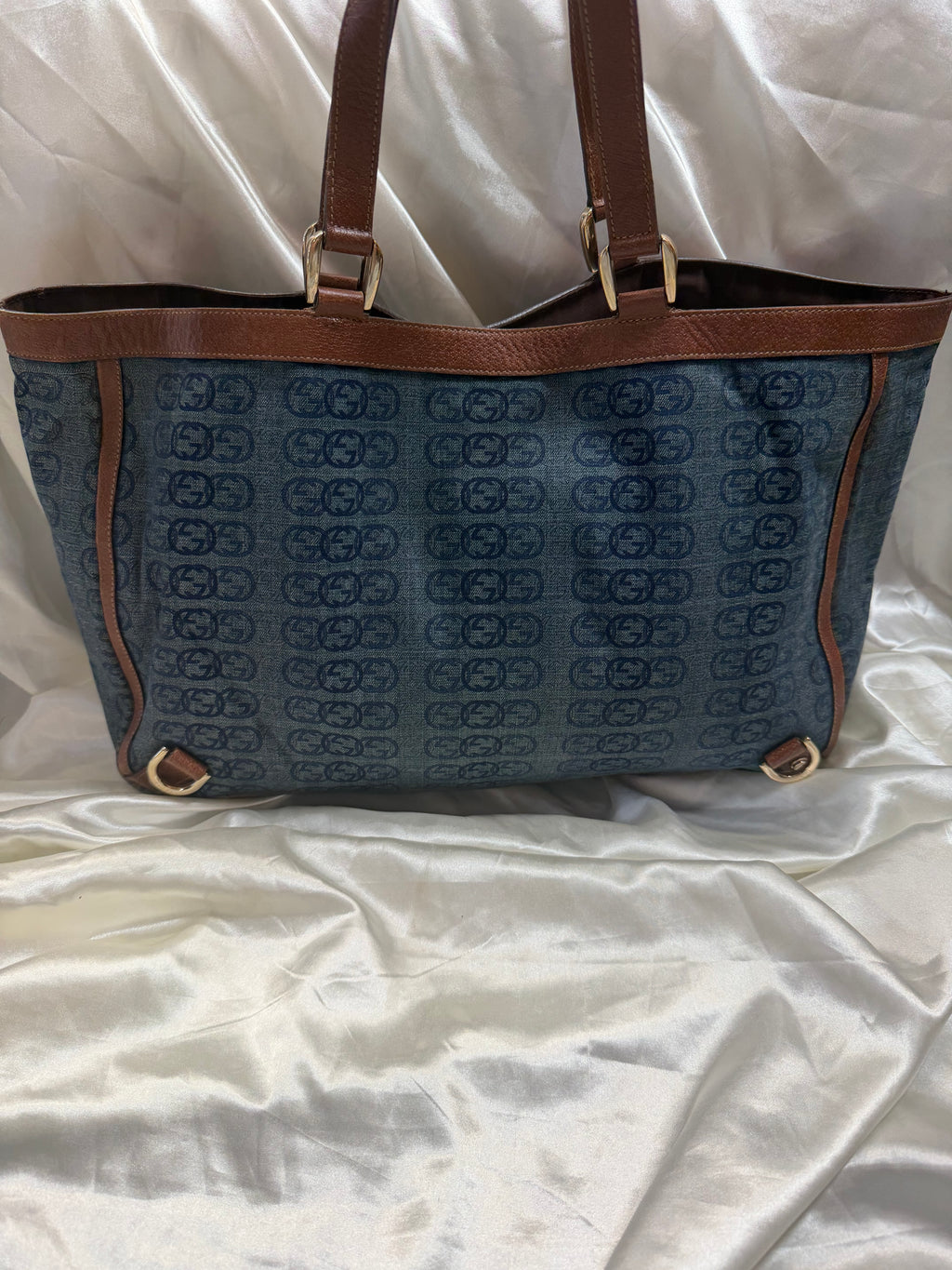 Gucci Abbey D-Ring Tote Denim Shoulder Bag