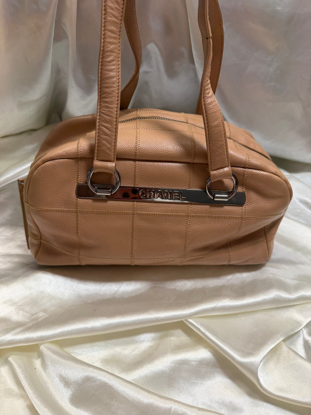 Chanel Stitch Bowler Boston Quilted Chocolate Bar