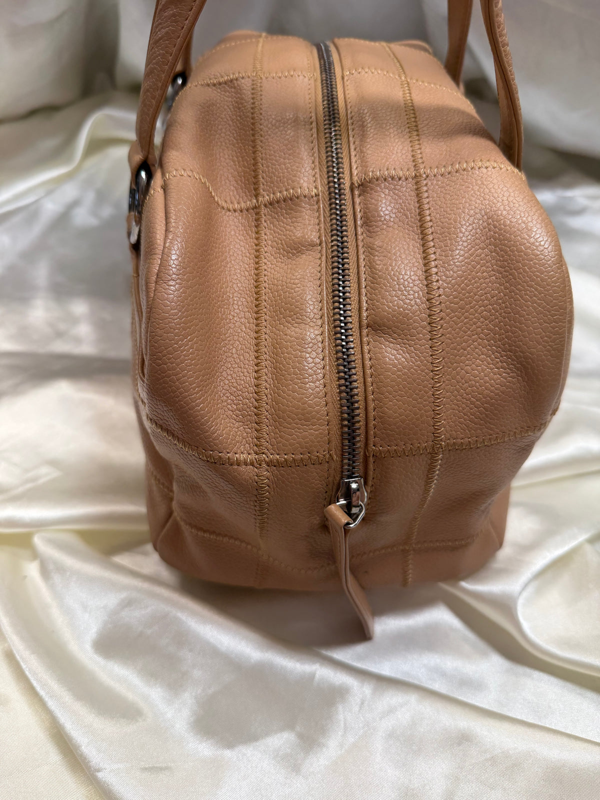 Chanel Stitch Bowler Boston Quilted Chocolate Bar