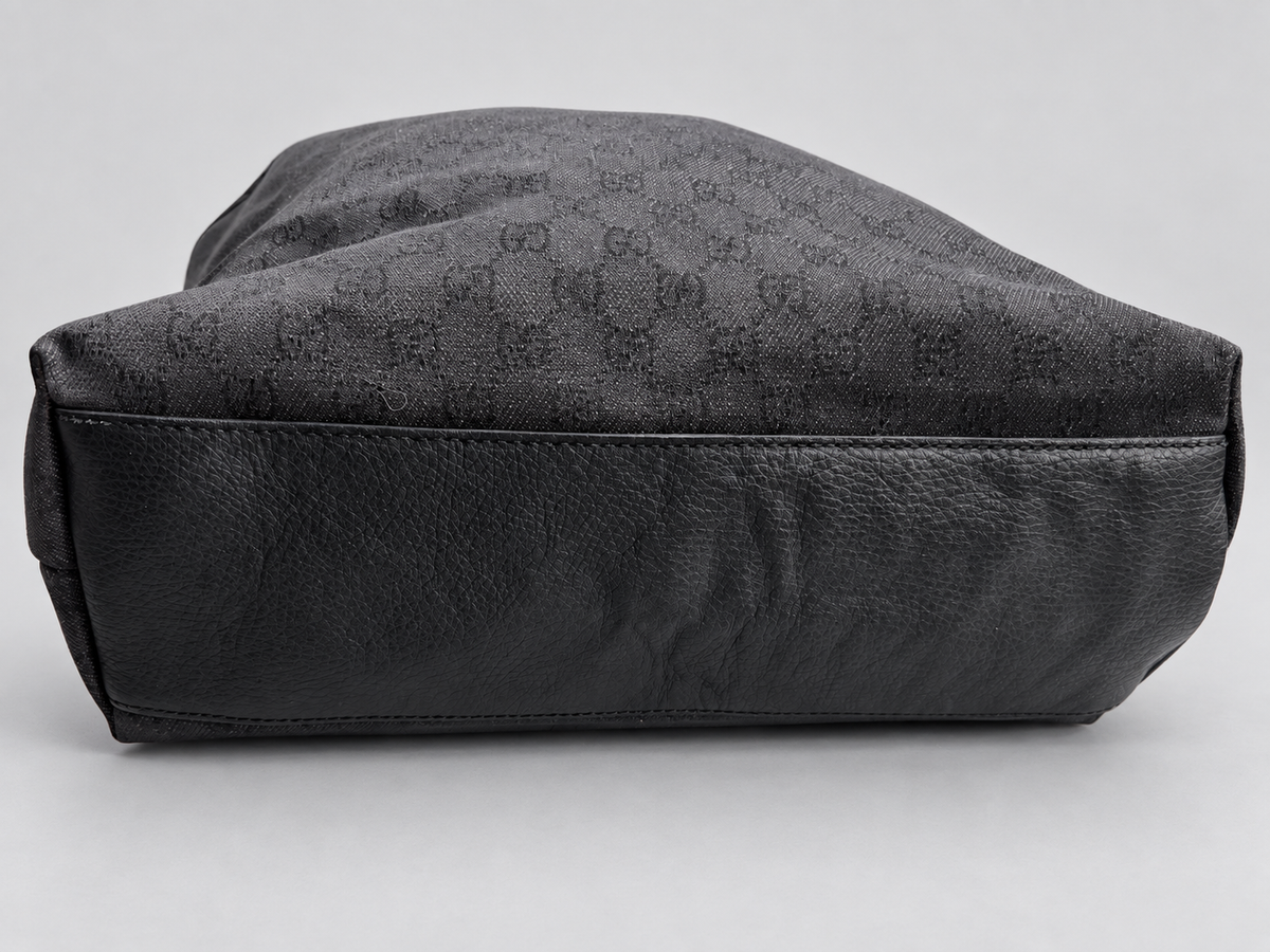 Gucci Monogram Denim Canvas Large Tote Interlocking Logo Charm
