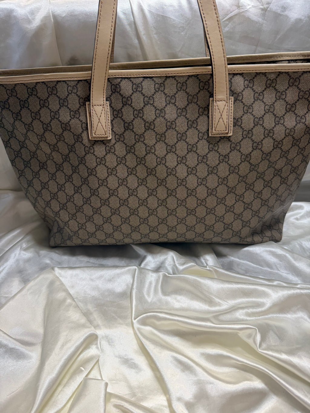 Gucci Monogram Supreme Plus Zipper Tote Shoulder Bag