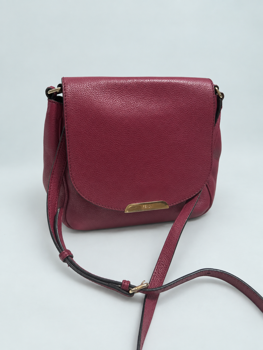 Fendi Leather Messenger Flap Crossbody Sling Bag