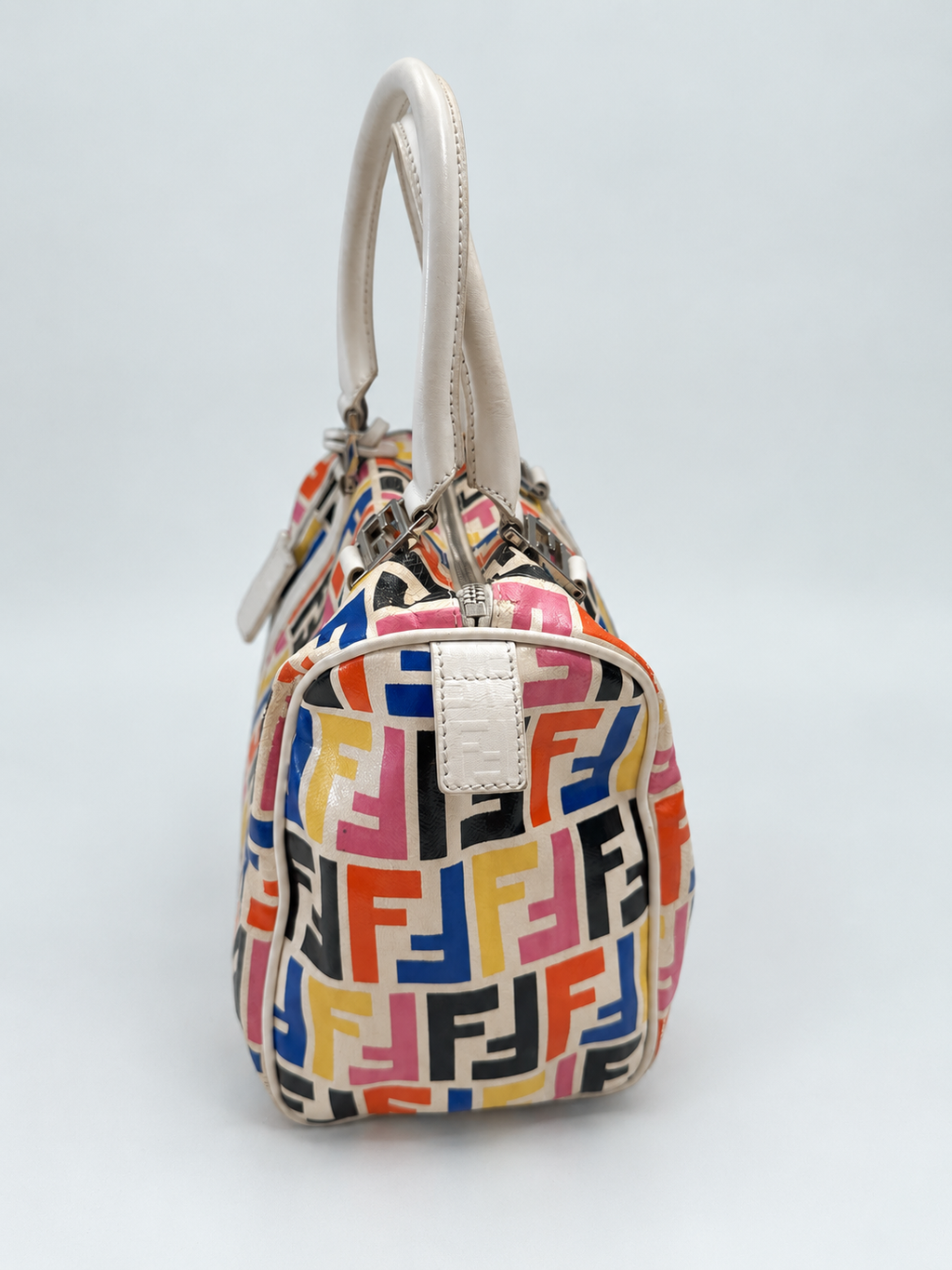 Fendi Zucca Spalmati Boston Bowler Satchel