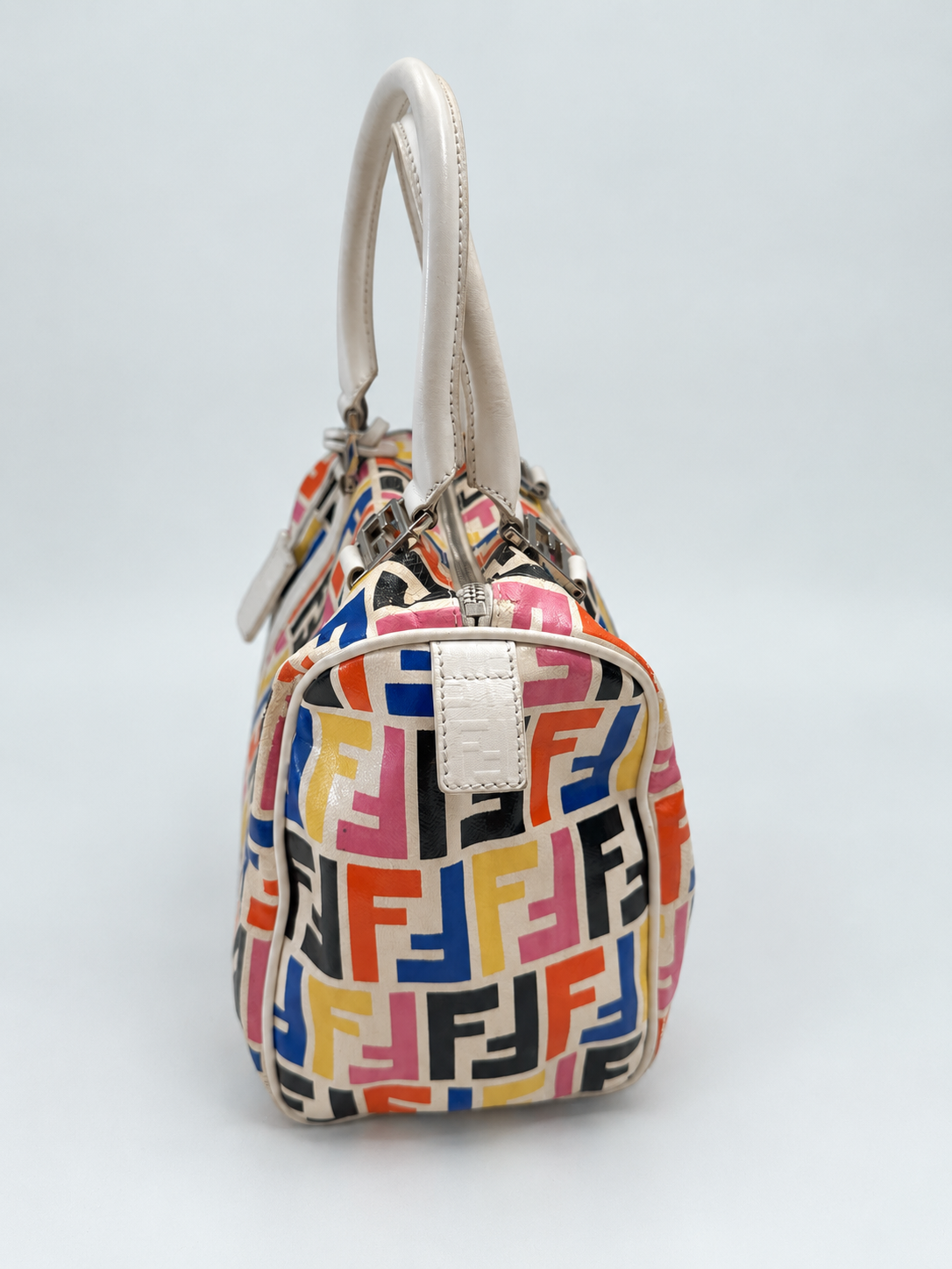 Fendi Zucca Spalmati Boston Bowler Satchel