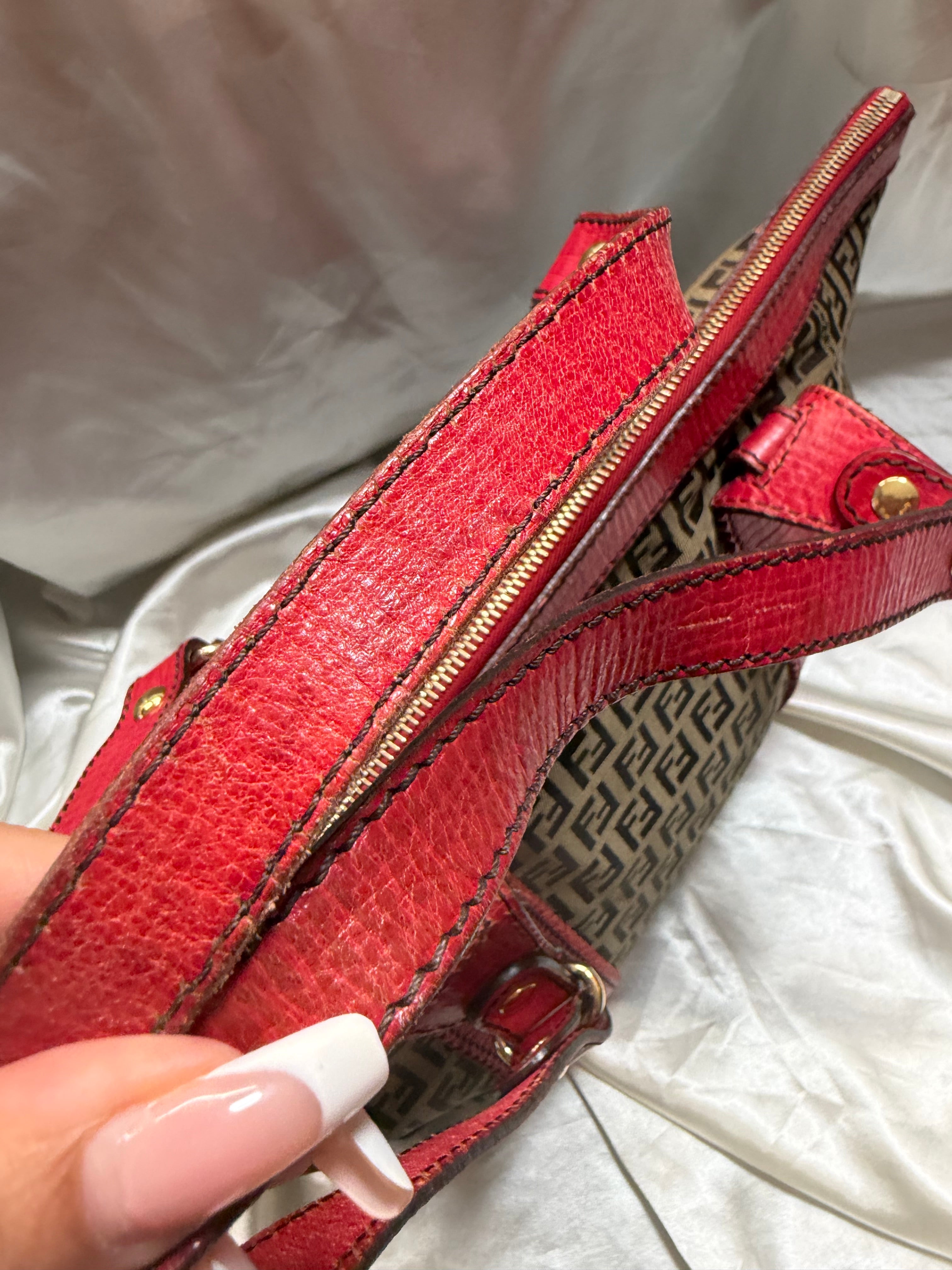 Fendi Zucchino Canvas Zipper Tote Shoulder Bag