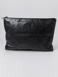 Saint Laurent Croc Embossed Pouch Zipper Clutch