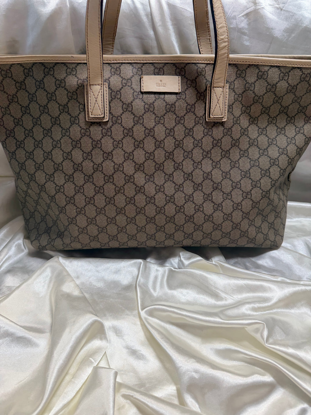 Gucci Monogram Supreme Plus Zipper Tote Shoulder Bag