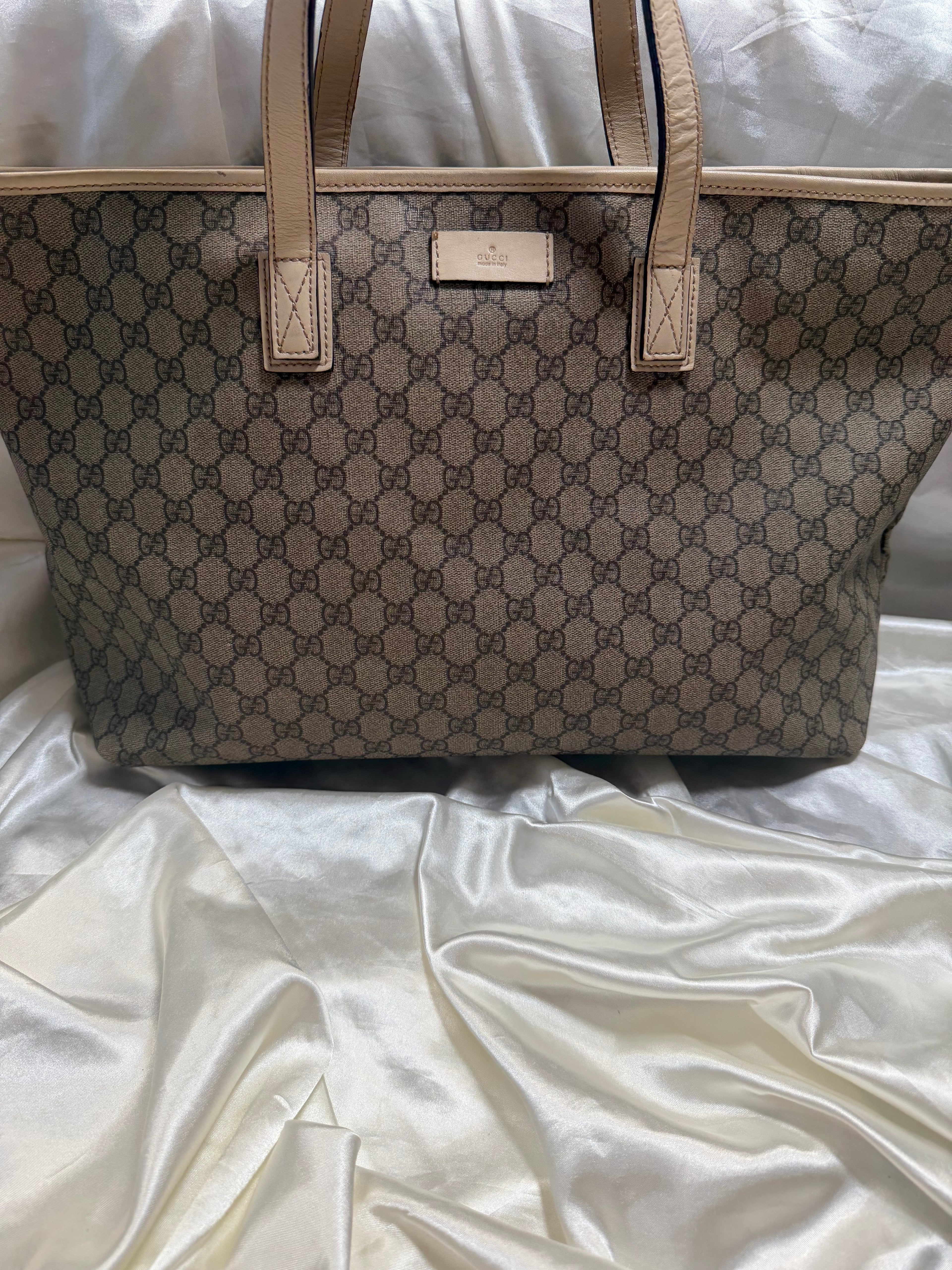 Gucci Monogram Supreme Plus Zipper Tote Shoulder Bag