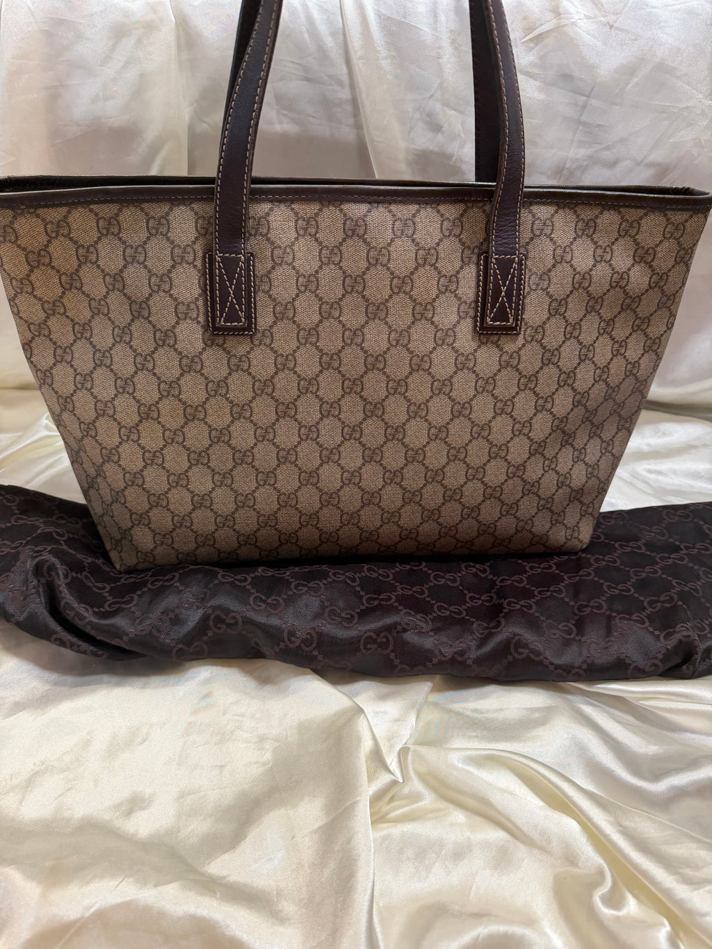 Gucci Monogram Supreme Plus Zipper Tote Medium Shoulder Bag