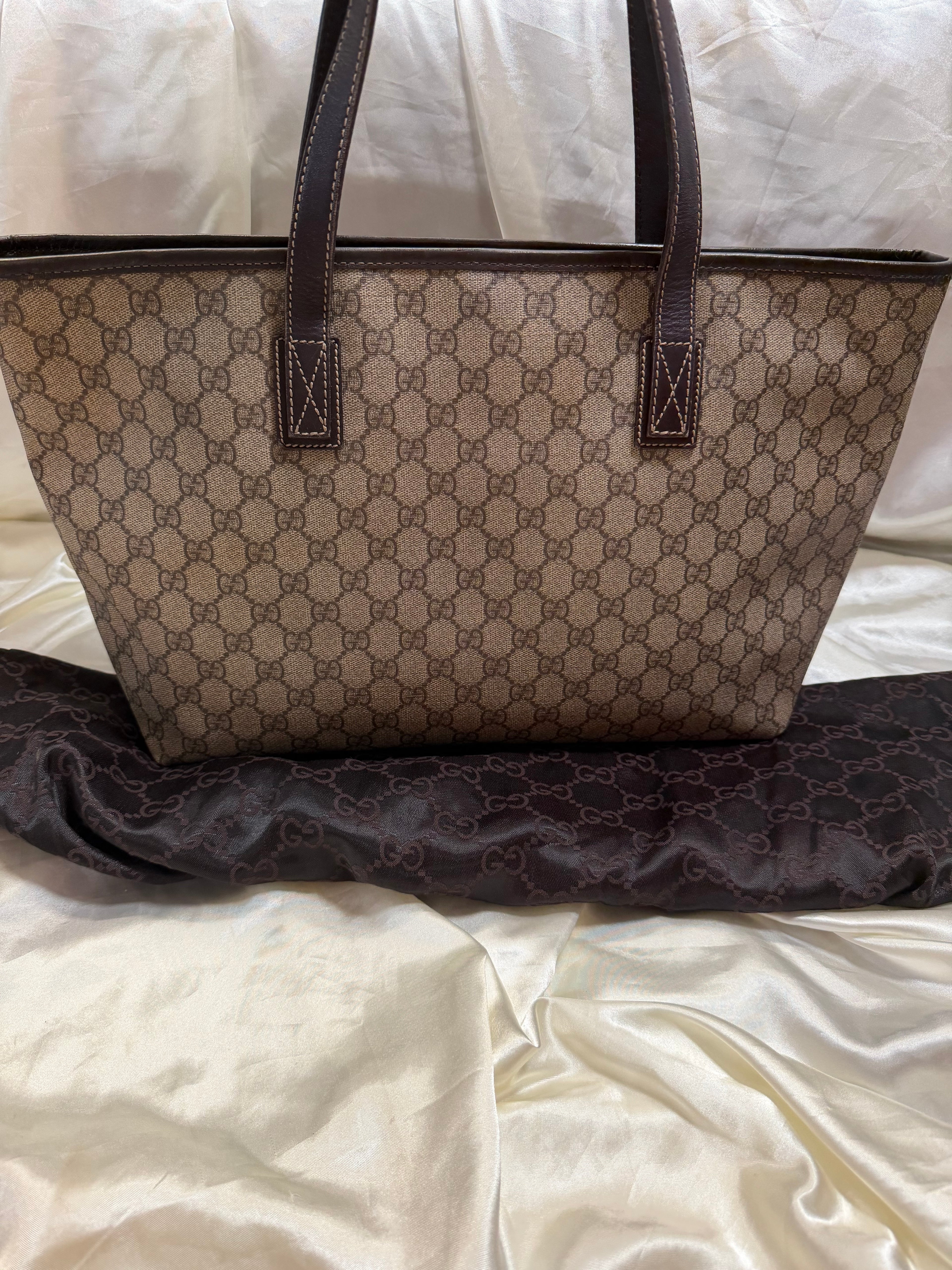 Gucci Monogram Supreme Plus Zipper Tote Medium Shoulder Bag