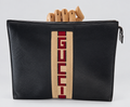 Gucci Web Stripe Logo Toiletry Clutch in Black