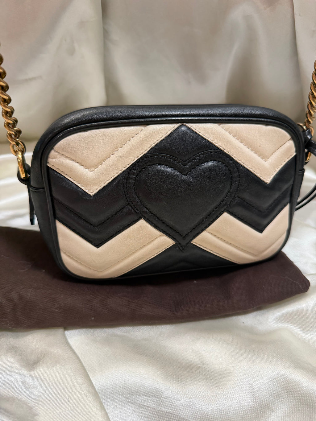 Gucci Marmont Chevron Quilted Mini Camera Bag Crossbody
