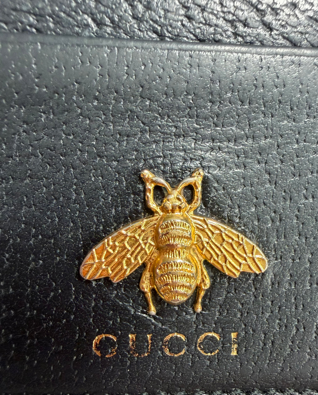 Gucci Animalier Card Holder Pebbled Leather