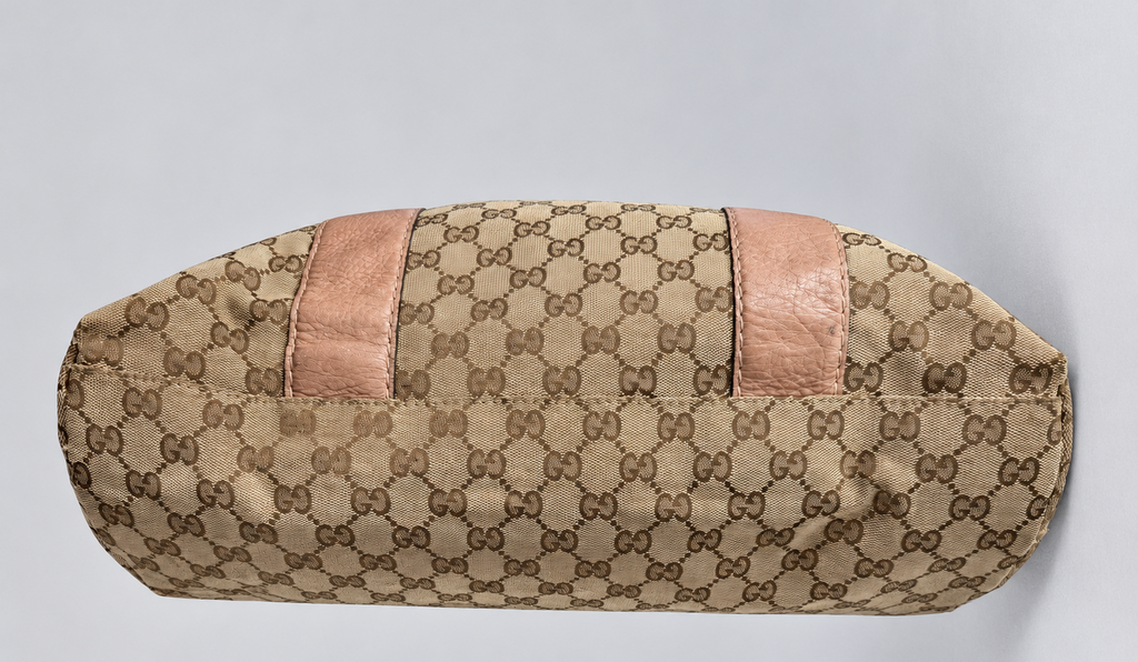Gucci Monogram Canvas Bamboo Bar Tote Shoulder Bag