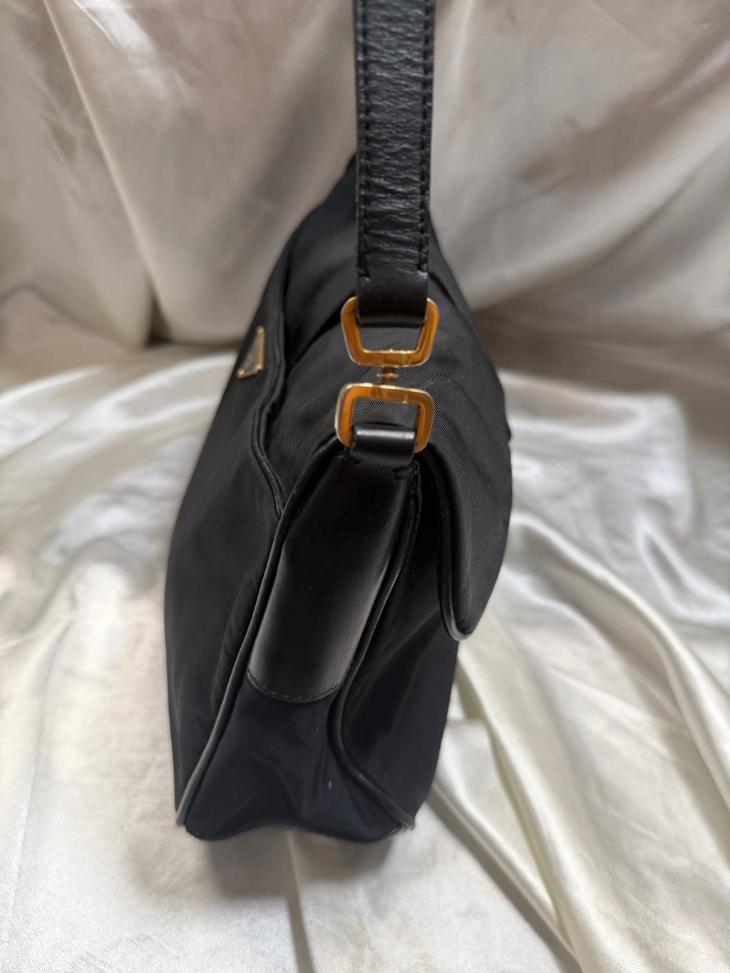 Prada Nylon Tessuto Hobo Turnlock Shoulder Flap
