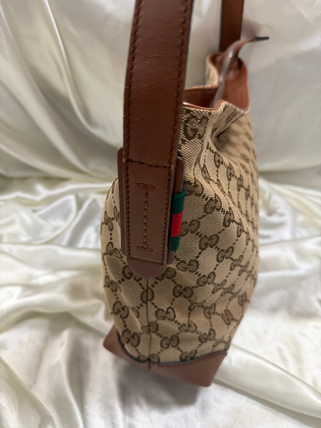 Gucci Monogram Canvas Web Loop Messenger Crossbody Sling