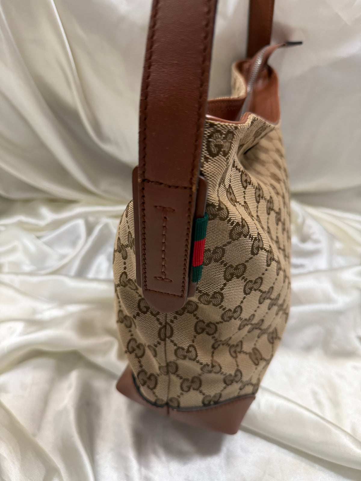 Gucci Monogram Canvas Web Loop Messenger Crossbody Sling