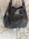 Gucci Leather Patent Soho Small in Navy Blue