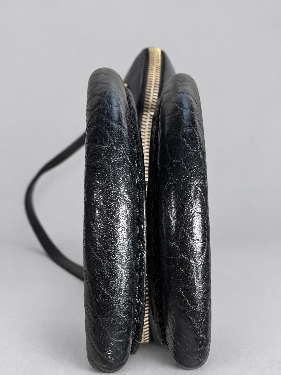 Burberry Pebbled Leather Orchard Top Handle Sling Bag in Black