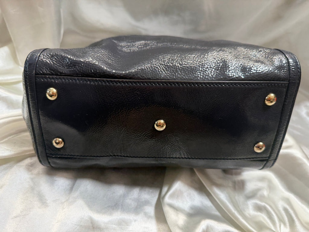 Gucci Leather Patent Soho Small in Navy Blue