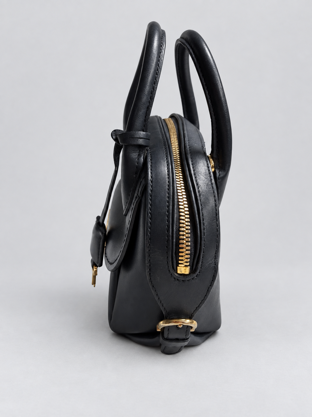 Salvatorre Ferragamo Fiamma Small Dome Crossbody Messenger in Navy Blue