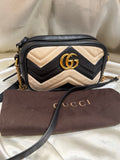 Gucci Marmont Chevron Quilted Mini Camera Bag Crossbody