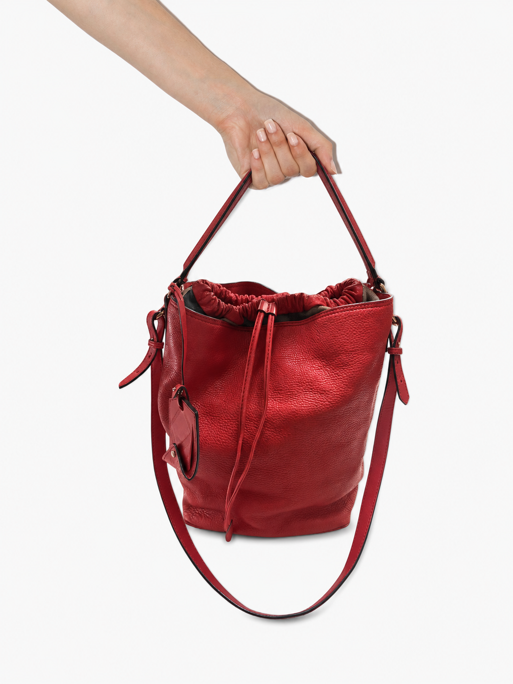 Burberry Bucket Hobo Messenger Bag in Red