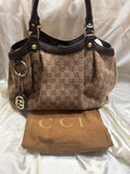 Gucci Monogram Canvas Denim Brown Sukey Medium Tote Shoulder Bag