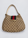 Gucci Monogram Canvas New Web Ladies Hobo Shoulder Bag