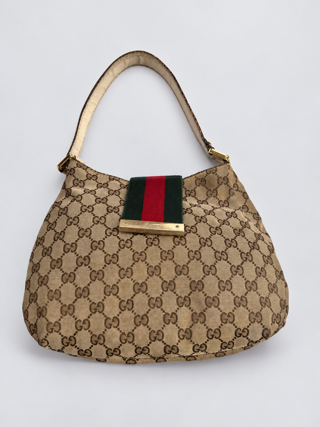 Gucci Monogram Canvas New Web Ladies Hobo Shoulder Bag