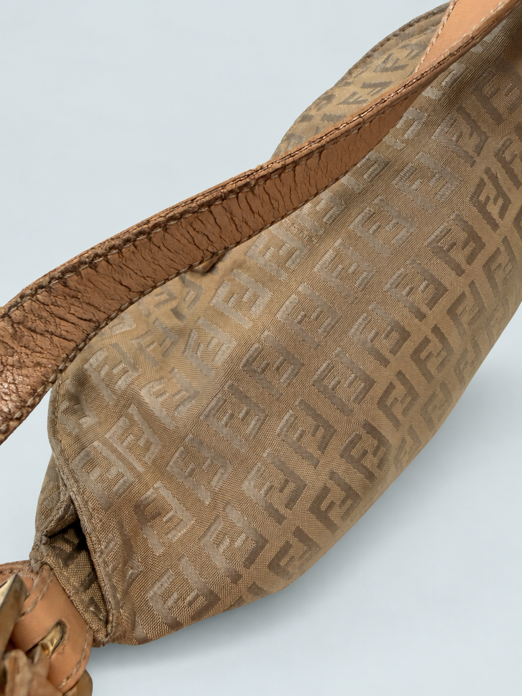 Fendi Zucchino Baguette Double Flap Hobo