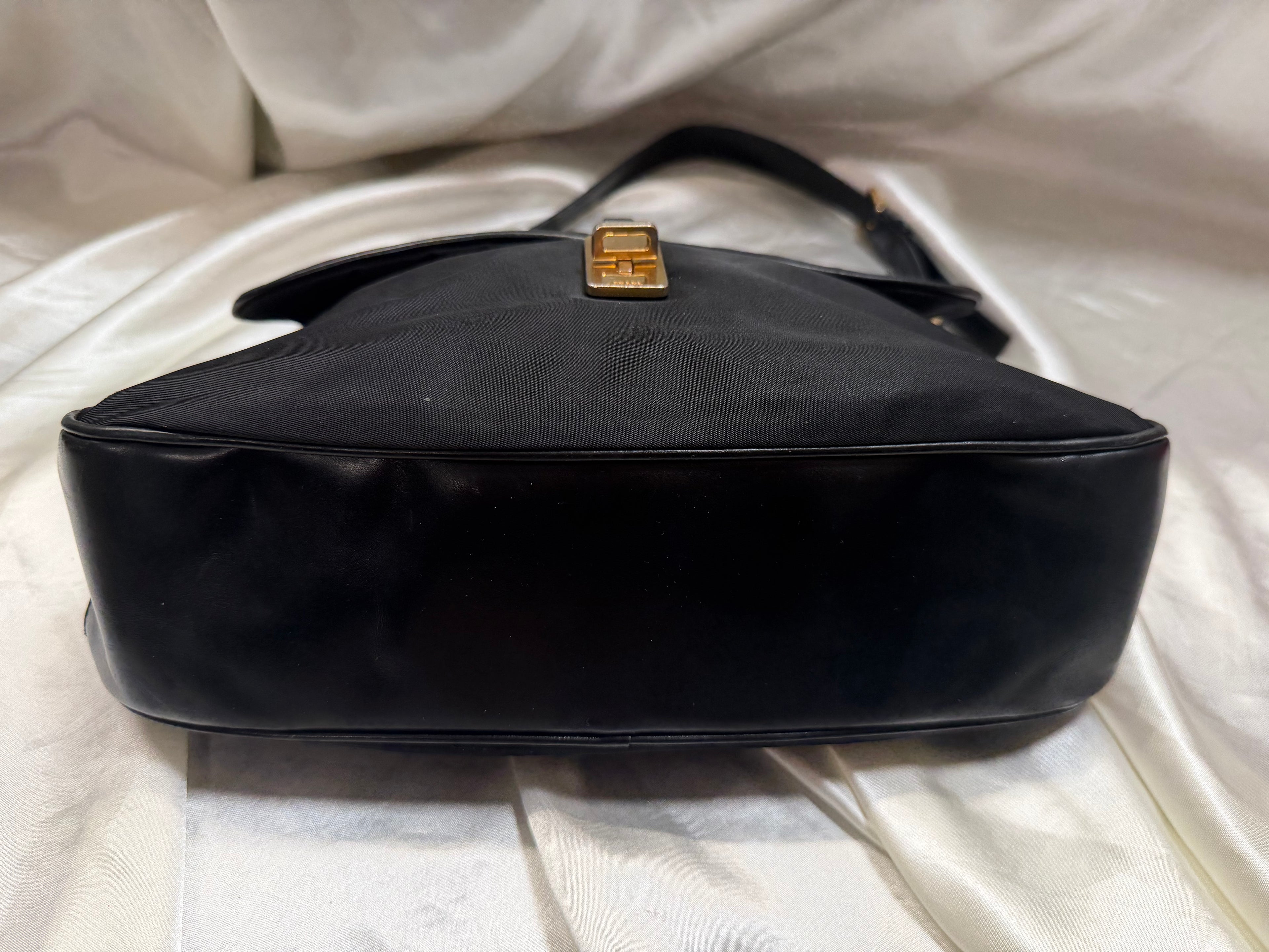 Prada Nylon Tessuto Hobo Turnlock Shoulder Flap