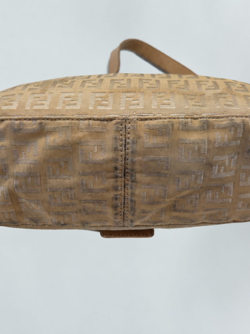 Fendi Zucchino Baguette Double Flap Hobo