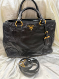 Prada Vitello Shine Leather Crossbody in Black