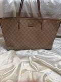 Gucci Monogram Supreme Zipper Tote Medium Shoulder Bag