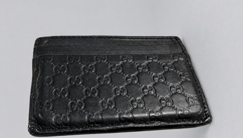 Gucci Microguccissima Card Holder Pebbled Leather in Black