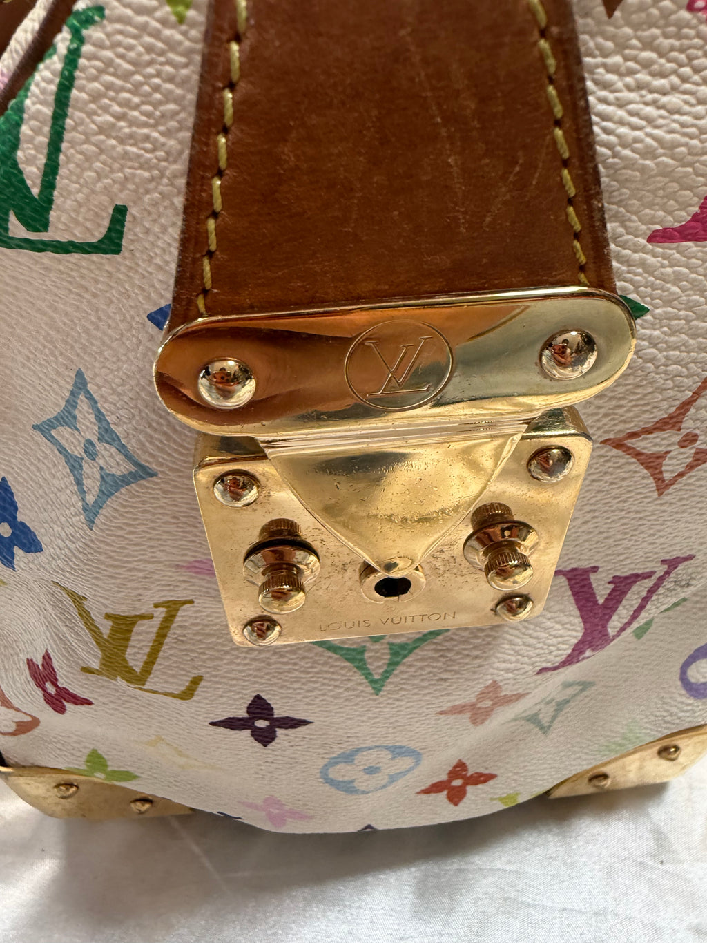 Louis Vuitton Speedy 30 Multicolor Satchel Boston Bowler in Blanc