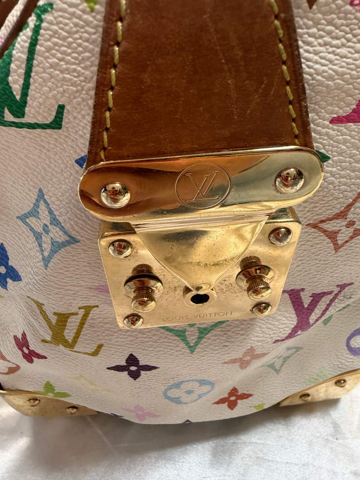 Louis Vuitton Speedy 30 Multicolor Satchel Boston Bowler in Blanc