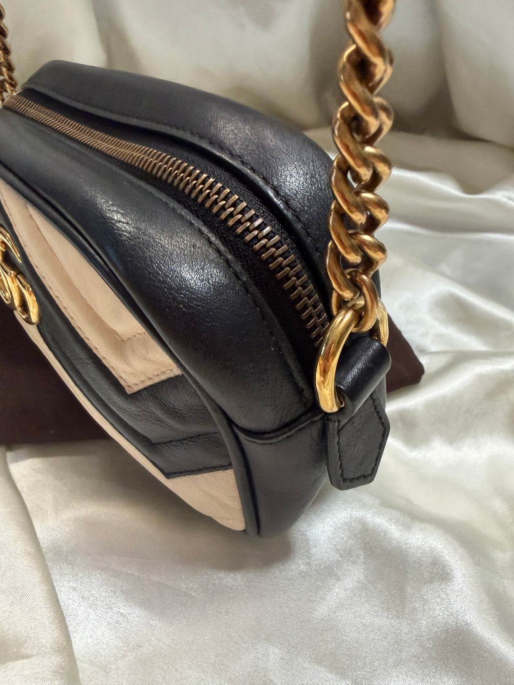 Gucci Marmont Chevron Quilted Mini Camera Bag Crossbody