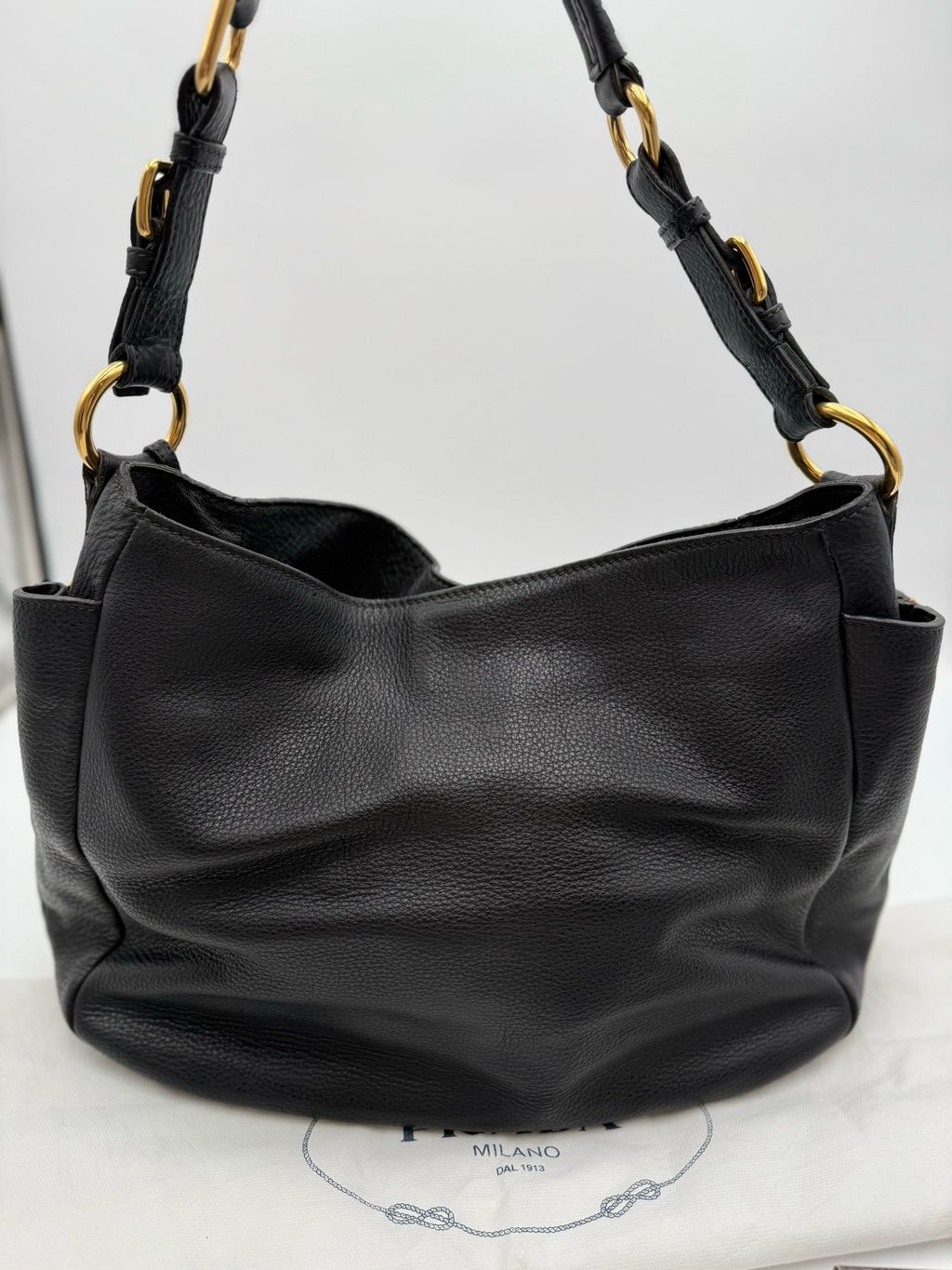 Prada Vitello Daino Hobo Side Zippers