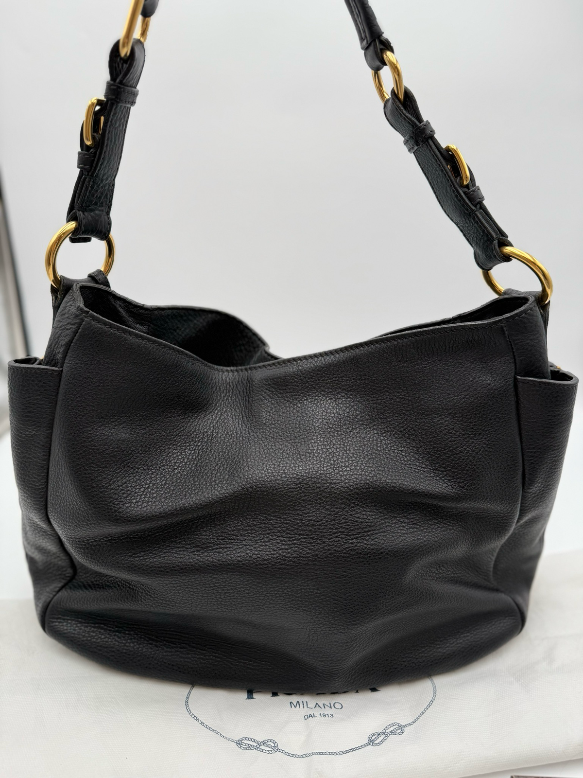 Prada Vitello Daino Hobo Side Zippers