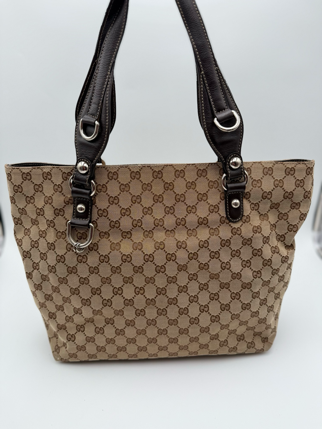 Gucci Monogram Canvas Icon Bit Tote Medium Shoulder Bag