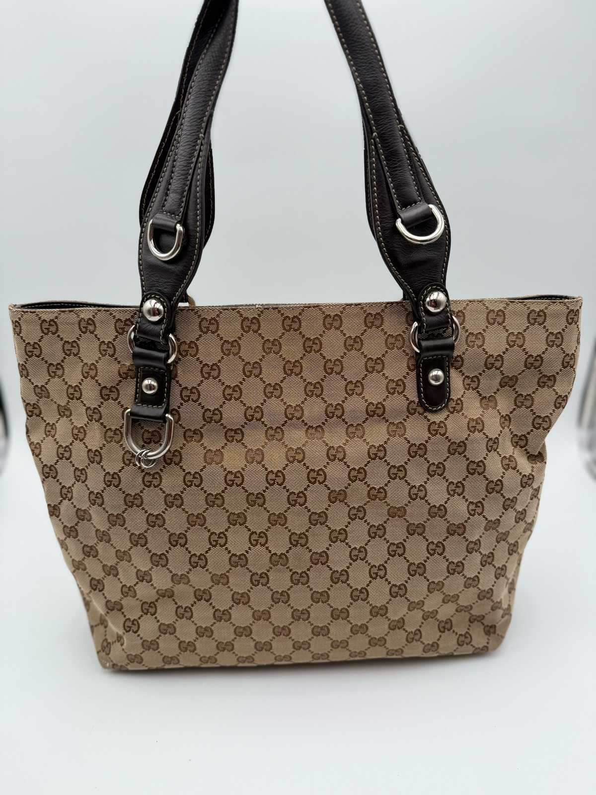 Gucci Monogram Canvas Icon Bit Tote Medium Shoulder Bag