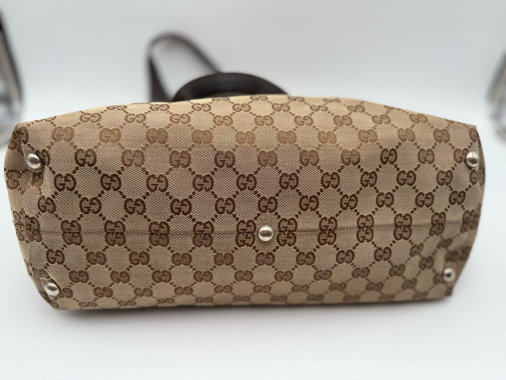 Gucci Monogram Canvas Icon Bit Tote Medium Shoulder Bag