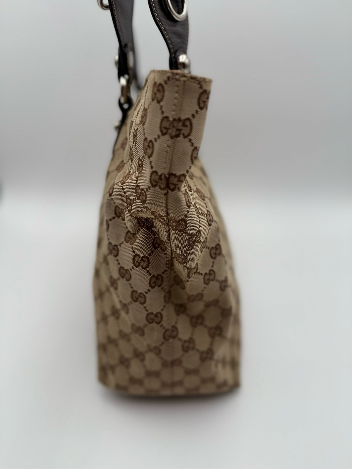 Gucci Monogram Canvas Icon Bit Tote Medium Shoulder Bag