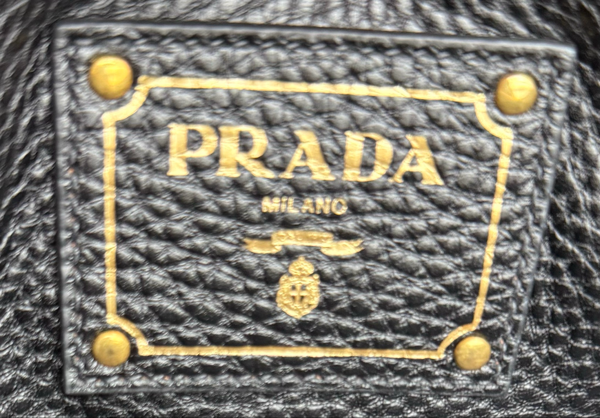 Prada Vitello Daino Pebbled Leather Convertible Shopper Tote Black
