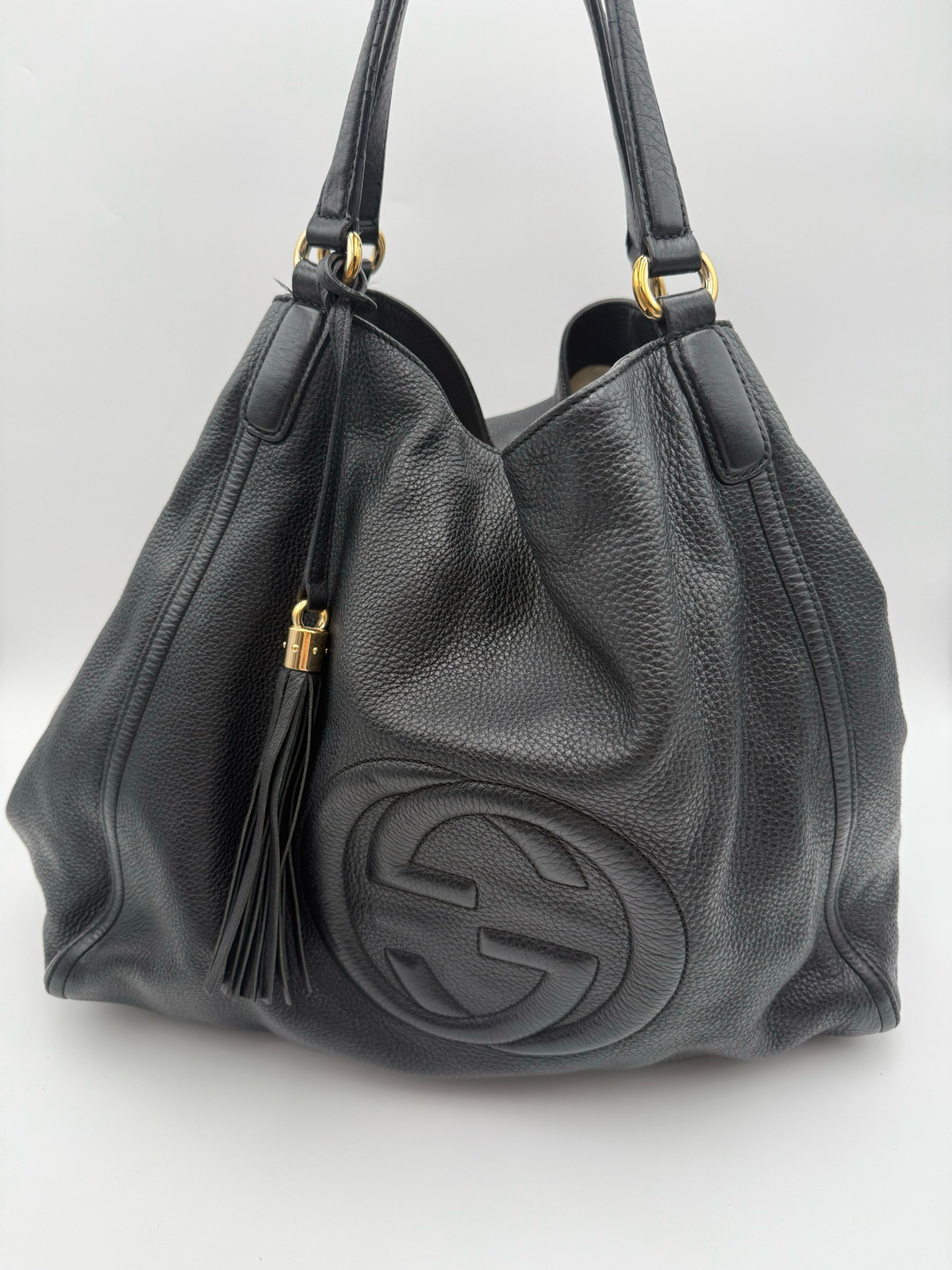 Gucci Soho Large Tote Pebbled Leather Black Shoulder Bag
