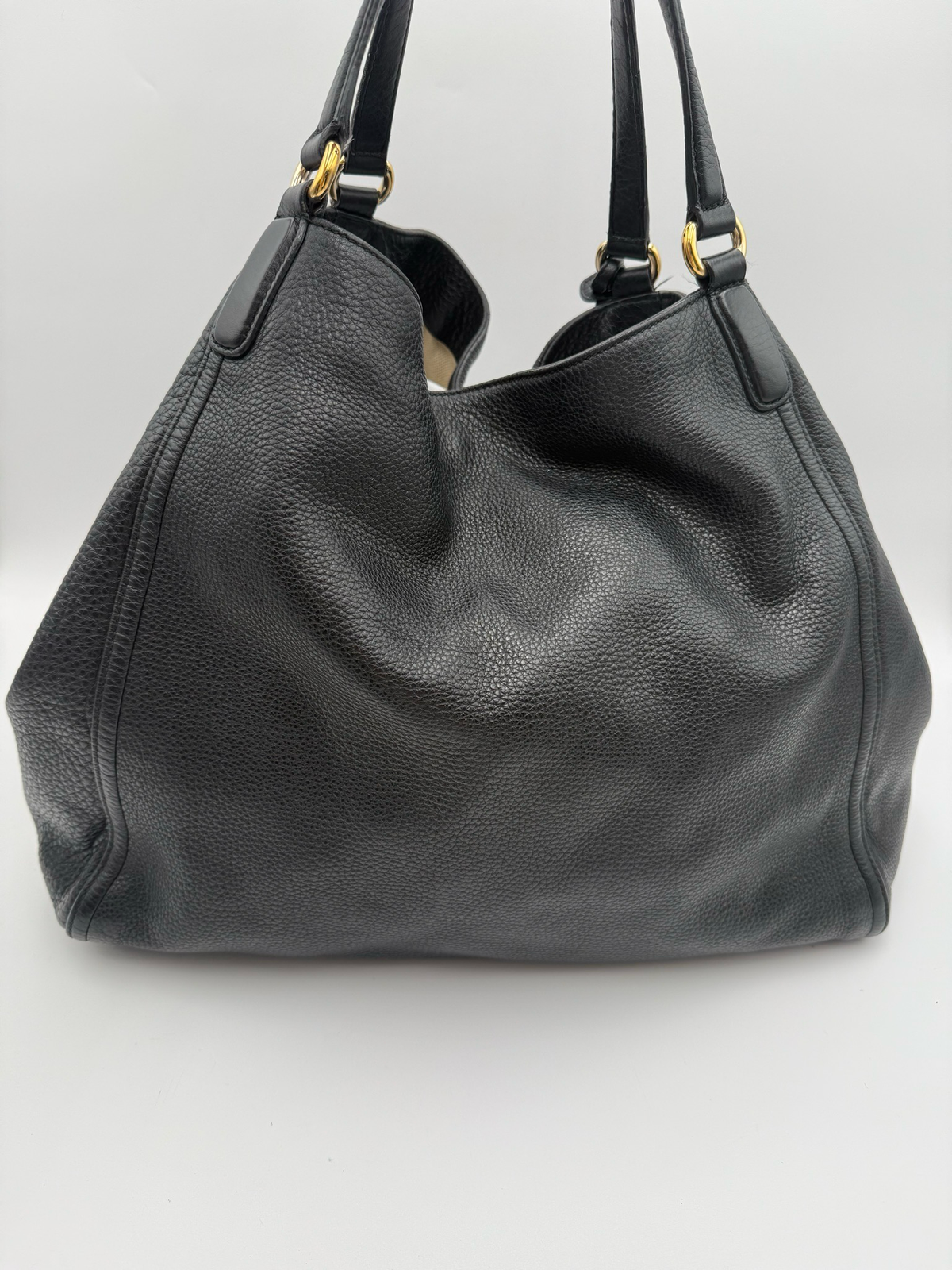 Gucci Soho Large Tote Pebbled Leather Black Shoulder Bag