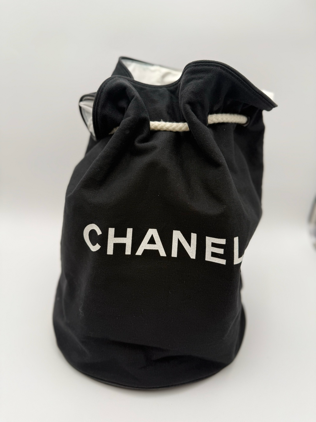 Chanel Drawstring Backpack Canvas Black